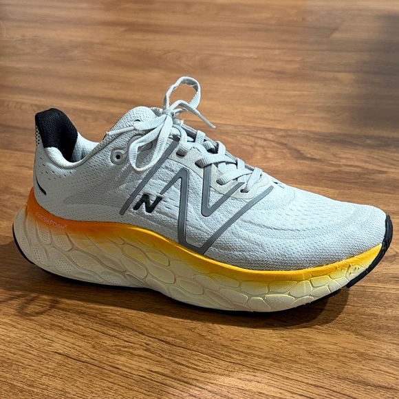 New Balance Fresh FoamX More 4V Aluminum Gray Neon Dragonfly Marigold Sneakers D